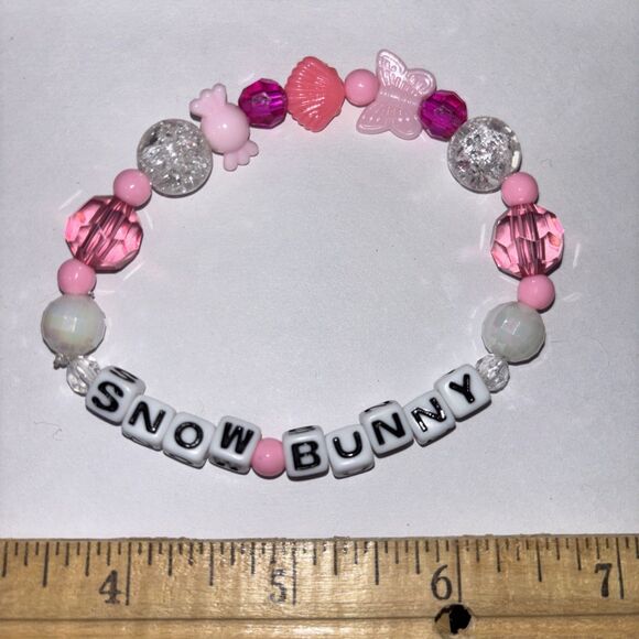 Multicolor “Snow Bunny” Bracelet Adult Humor Beaded Handmade Naughty Accessories - Picture 1 of 3